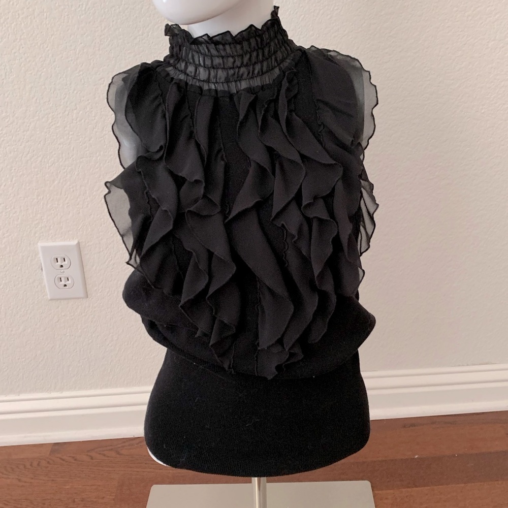 Sleeveless Mock Turtle Neck Black Sweater Size Sm